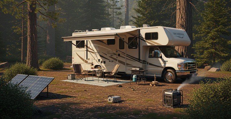 what is dry camping with an rv setup in remote forest