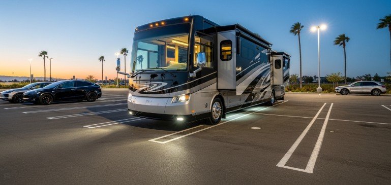 luxury rv in a parking
